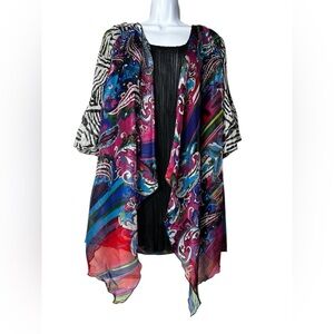 Pretty Angel Women Size S Tank Top Layered Silk Colorful Paisley Pattern Funky